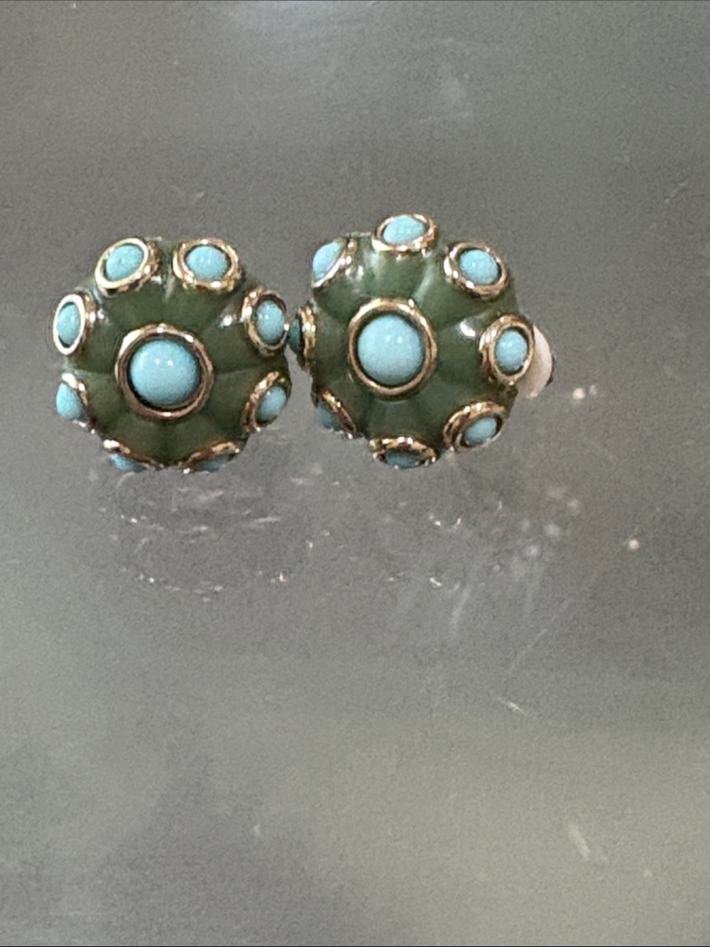 Turquoise and jade earrings vintage